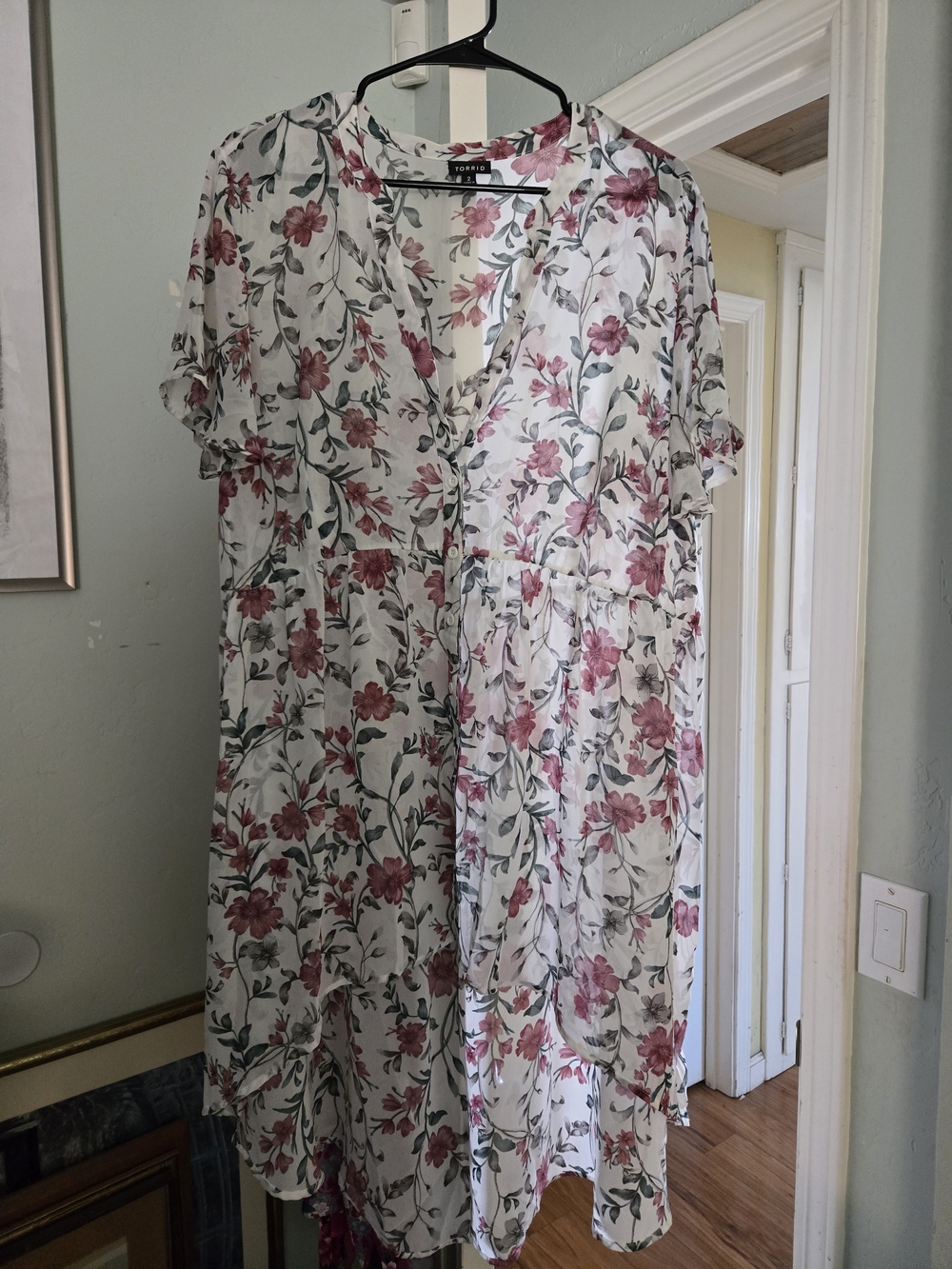 torrid White Midi Dress with Pink Floral Pattern
